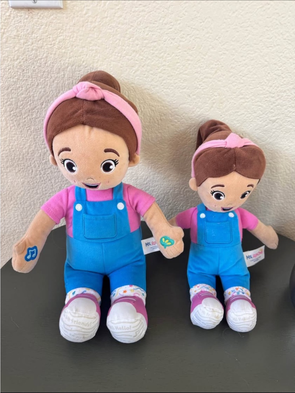 Mrs Rachel Pink & Blue Plush Dolls Pair - Soft Overalls Toys